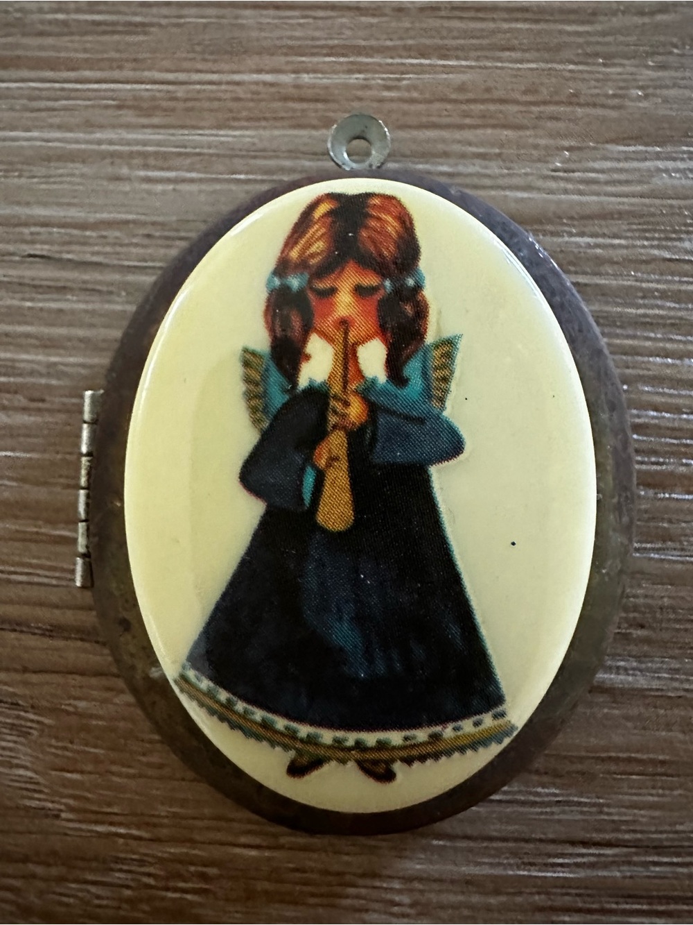 Vintage Angel Playing Flute Locket